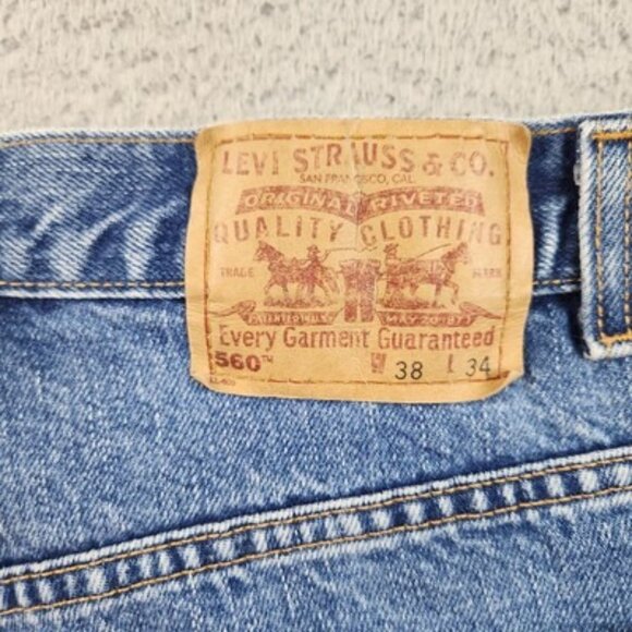 Levis 560 Jeans Mens 38x34 Blue Loose VTG Relaxed Tapered Leg Baggy Y2K Denim - Picture 9 of 10
